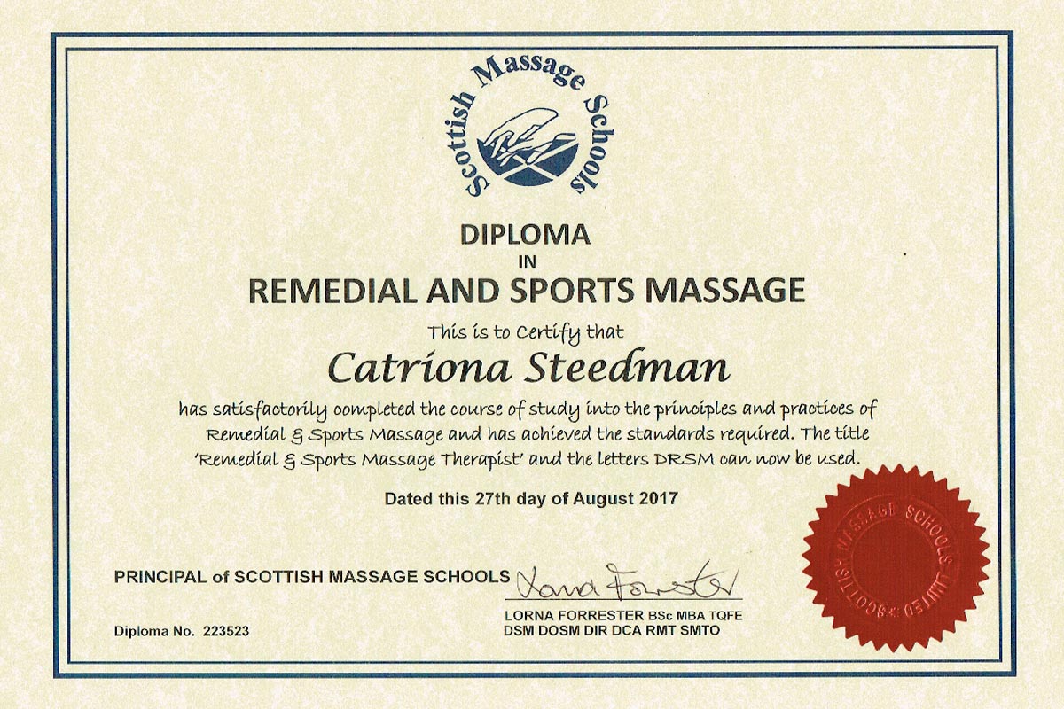 Catriona Steedman Diploma Sports Massage | موسوعة الشرق الأوسط