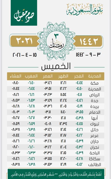 Screenshot 2021 04 03 امساكية شهر رمضان 2021 نهائي بعد التدقيق 2 ramdan 2021 1442 pdf1 | موسوعة الشرق الأوسط