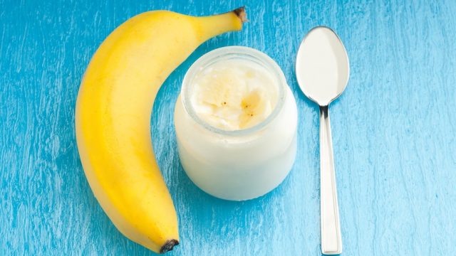 bigstock banana yogurt and spoon 27479690 | موسوعة الشرق الأوسط