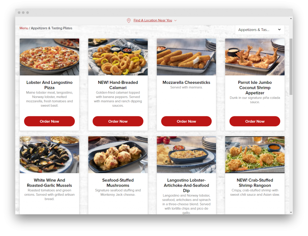 screenshot www redlobster com menu appetizers tasting plates 1581151220172 | موسوعة الشرق الأوسط