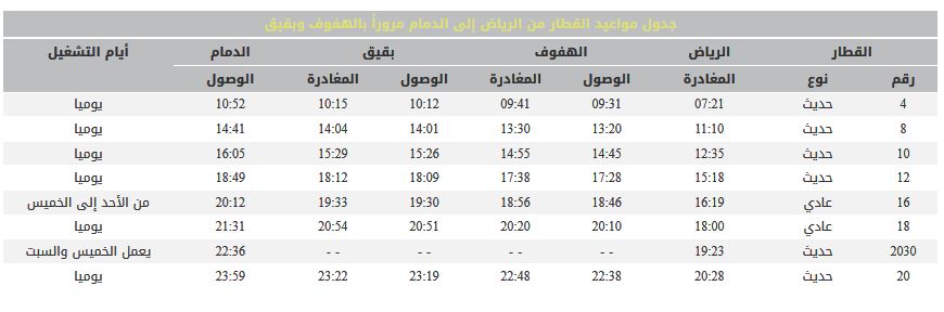 جدول مواعيد القطار | موسوعة الشرق الأوسط