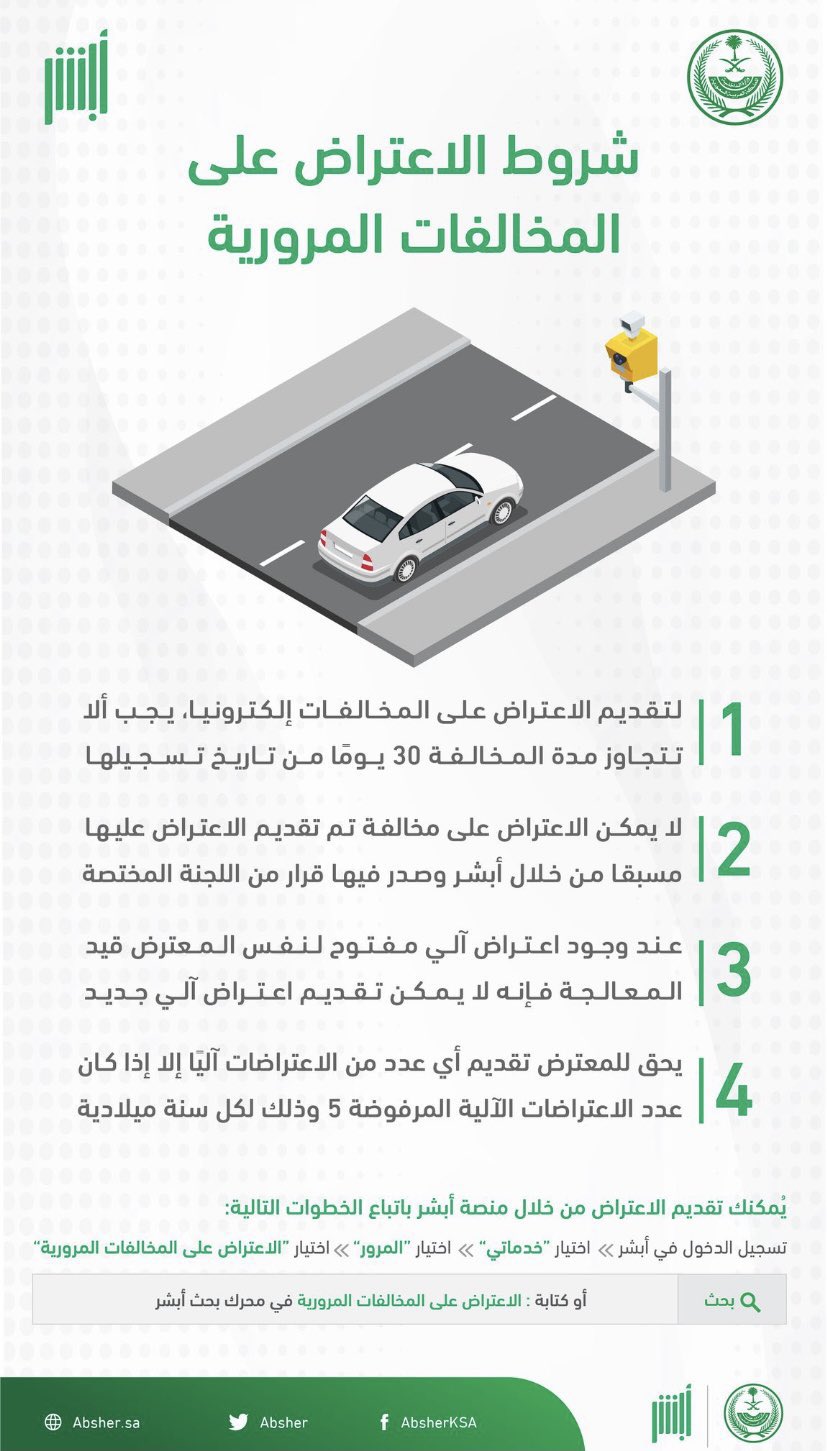 حالات الاعتراض على المخالفات المرورية. | موسوعة الشرق الأوسط