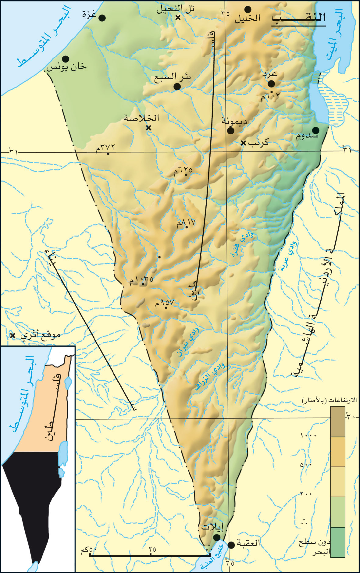 خريطة النقب بالعربية | موسوعة الشرق الأوسط